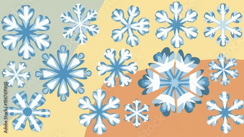 Blue Snowflakes Winter Crystal Shapes.