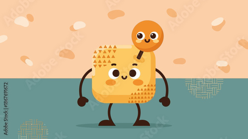 Cheese Character with Orange on Head.