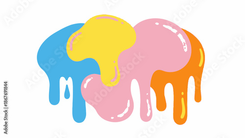 Colorful Paint Droplets on White Background.