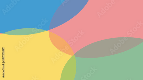 Colorful Overlapping Shapes and Circles Design.