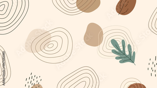 Abstract Artistic Shapes and Leaves Design.