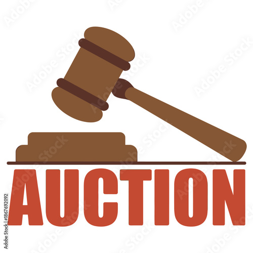 Auction gavel and word graphic represents legal sales process and fair market transactions.