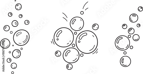 Hand drawn water bubbles doodle icon. Underwater and fizzy drink bubble outline symbol. water line clipart eps