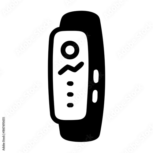 Simple doodle icon of a modern fitness tracker or smartwatch displaying data