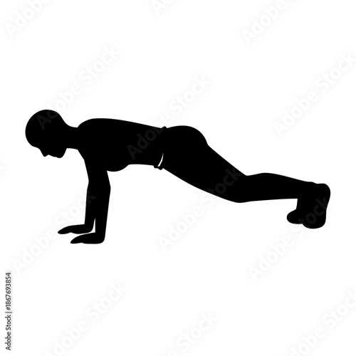 Person performing a plank exercise or preparing for a push-up, demonstrating core strength