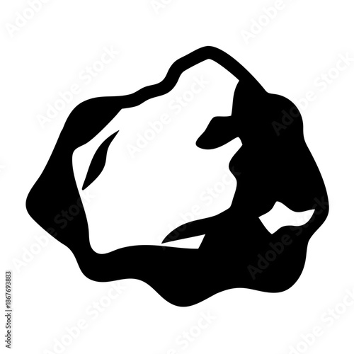 Abstract black blob artistic graphic element with irregular organic contours on a white backdrop