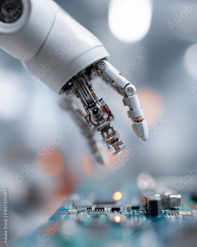 Wallpaper Mural A robot is reaching out to touch a piece of electronic equipment Torontodigital.ca