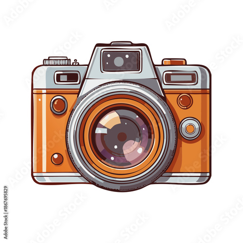 Illustrative vintage camera design offering a retro photography aesthetic and old-school charm ideal for visual projects and designs