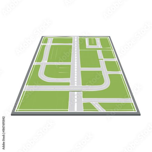 Aerial Perspective of a City Block with Green Spaces and Roads for Navigation Illustration