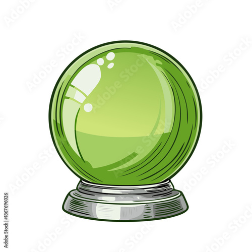 Green Fortune Teller Crystal Ball, Magical Sphere, Clairvoyance, Divination, Mystic ball