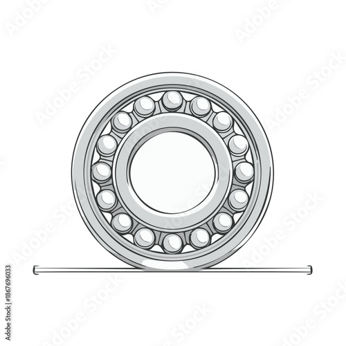 Ball Bearing Sketch Illustration Metallic Precision Component Mechanical Engineering Repair Part Replacement
