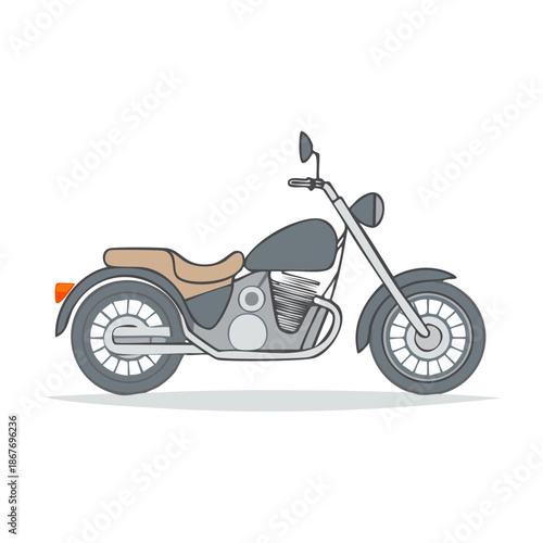 Classic motorcycle illustration featuring retro design and simple color scheme perfect for graphic designs