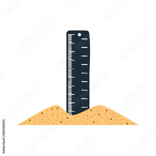 Measurement concept illustration depicting ruler in sand measurement instrument length science education measuring tool equipment