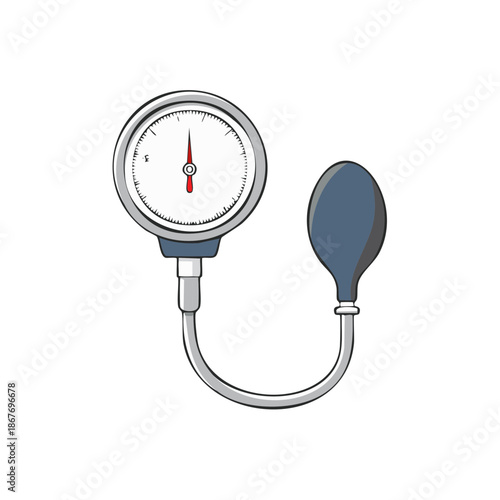 Isolated Cartoon Illustration of a Sphygmomanometer Blood Pressure Meter for Healthcare