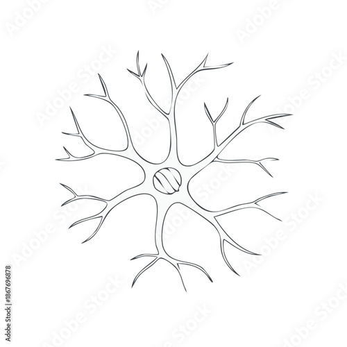Neuron Cell Illustration: Detailed Nervous System Element for Science, Medicine and Education