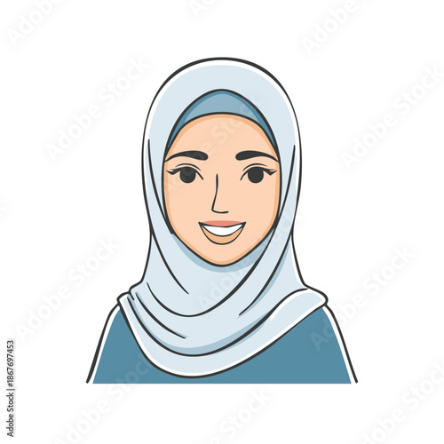 Smiling young Muslim woman in traditional headscarf for religious custom and multicultural representation