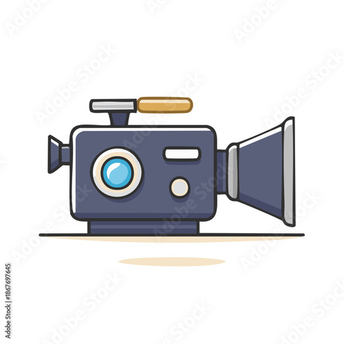 Vintage Style Camcorder Recording Equipment Icon, Dark Gray Professional Video Camera