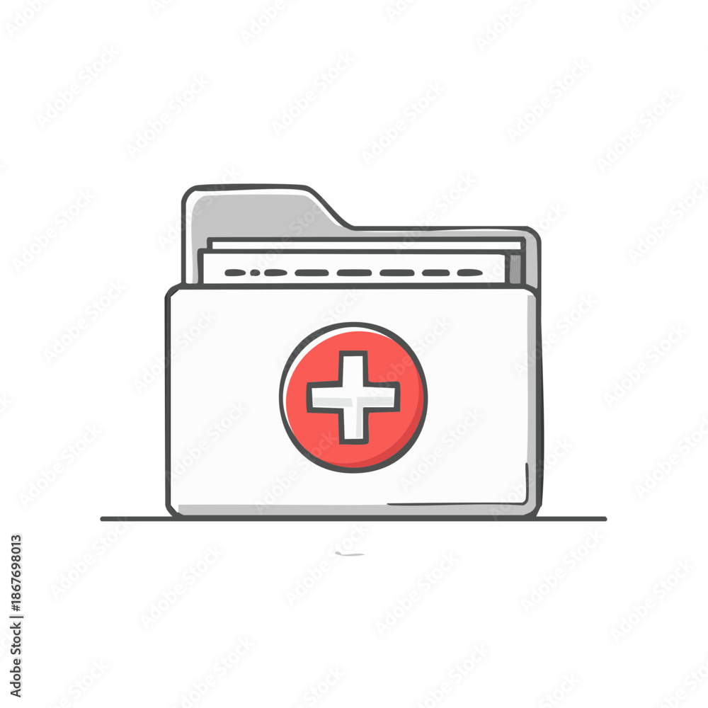 Obraz premium Medical Records Folder Icon, Healthcare Information Storage, Patient Data Management Concept