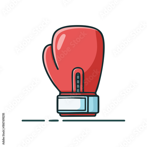 Vibrant Red Boxing Glove Icon Illustration for Fitness, Sports, and Protection Imagery