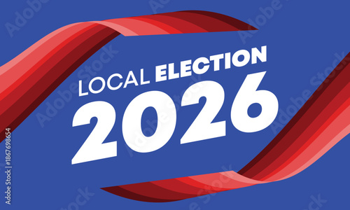 Local Election 2026 Dynamic Ribbon Style Banner with Modern Colors