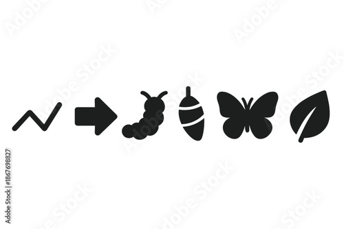 Transformation Icons Series. Solid style icons of universal wayfinding devices: beacon, directional sign, path marker, arrow