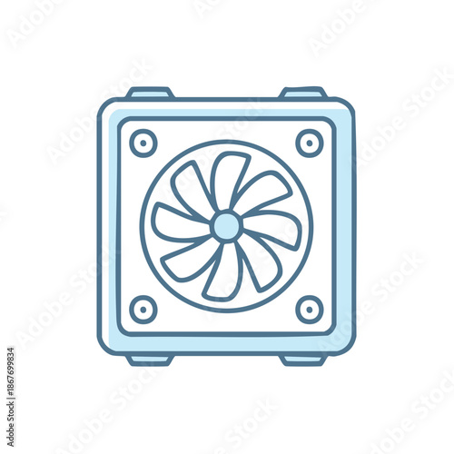 Computer Cooling Fan Unit Component, Cooler Hardware for CPU, Electronics Part Illustration