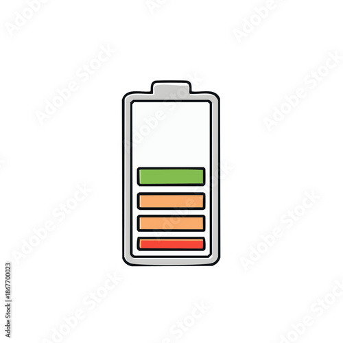 Battery Icon Indicating Low Power Level Graphic Illustration Charging Technology Digital Device Indicator Symbol