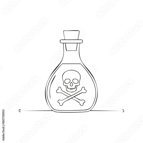 Outlined Poison Bottle Vector Illustration Death and Danger Symbolism