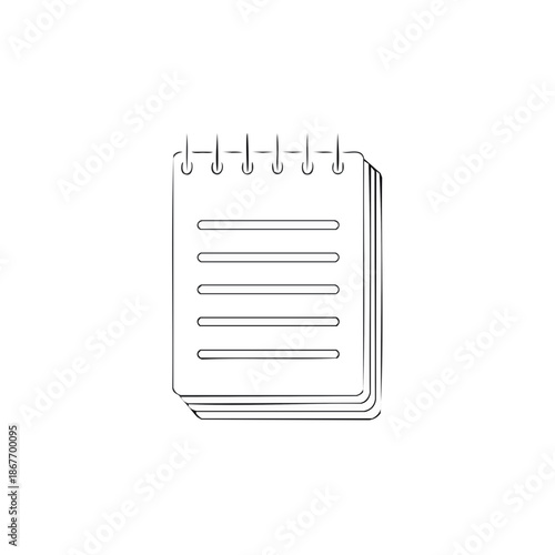 Ringed Notepad with Lines Isolated on White Reminder or Sketchpad