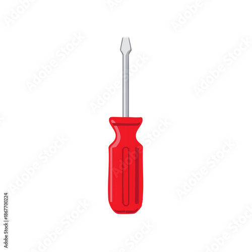 Red Flathead Screwdriver Tool Isolated for Repair Projects and Home Improvement Tasks