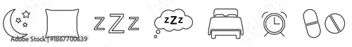 Set of sleep line icons