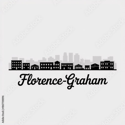 Florence–Graham Skyline Silhouette — Urban Los Angeles County Community Vector Illustration