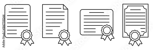 Сertificate line icon set