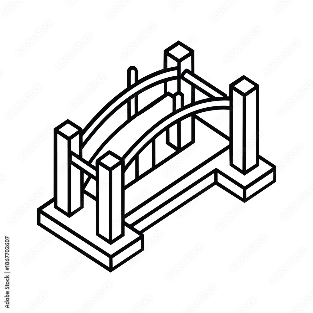 Obraz premium Isometric Road Bridge Architecture Vector