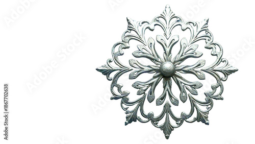 abstract floral ornament.ornate silver snowflake ornament with intricate filigree.