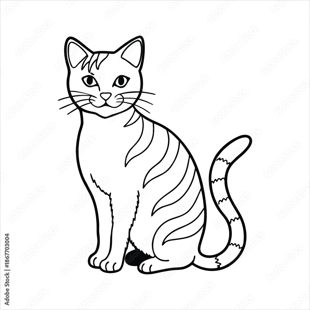 Obraz premium Abstract Half Line Cat Outline Icon