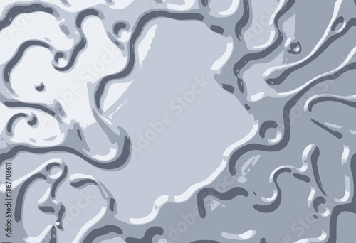 Abstract close-up of liquid flowing intricately across a smooth surface, forming organic shapes and patterns in a strikingly artistic display of movement and texture