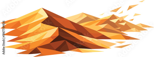 Geometric Desert Dunes. Low-poly vector illustration focused on sweeping desert sand dunes, polygonal geometric style with sharp