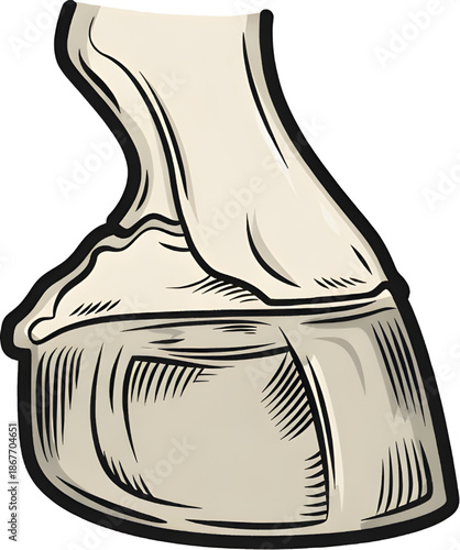 Detailed illustration of a horse hoof anatomy
