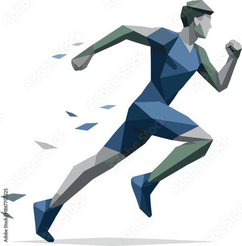 Minimalist Sport Icon. Low-poly vector illustration focused on a minimalist people-and-sport icon concept, polygonal geometric