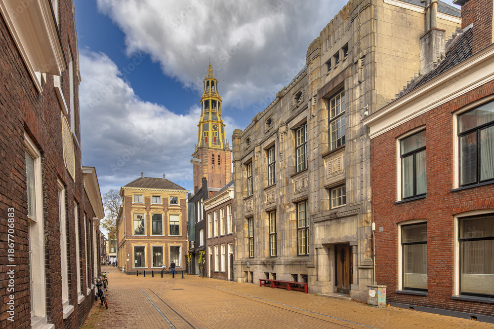 Fototapeta premium Cityscape streetview of Groningen city