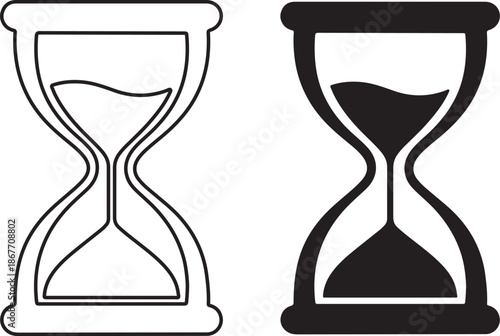 Hourglass icon line and silhouette time passage vector illustration