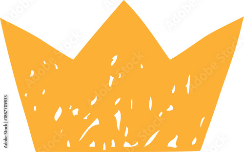 Yellow crown, child's pencil drawing, flat, simple style.