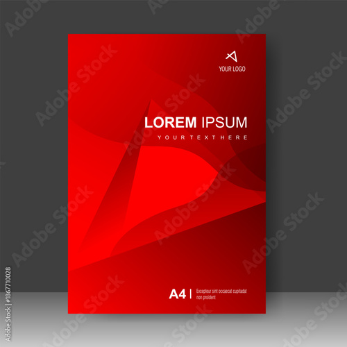 Book cover red shape modern design. Annual report. Brochure template, catalog. Simple Flyer promotion. magazine. Vector illustration