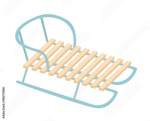 Sled retro vector flat illustration