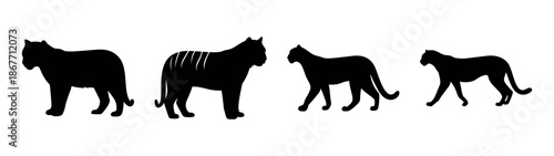 Black horse silhouettes vector art illustration graphic design equine animal mammal herd isolated