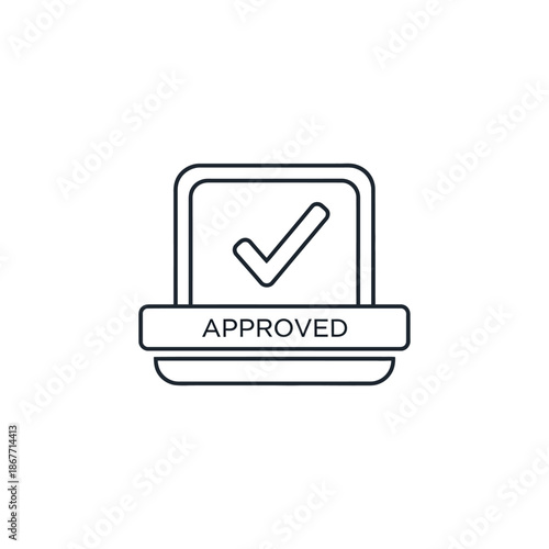 Digital Approval Icon with Checkmark and Approved Label for Verification