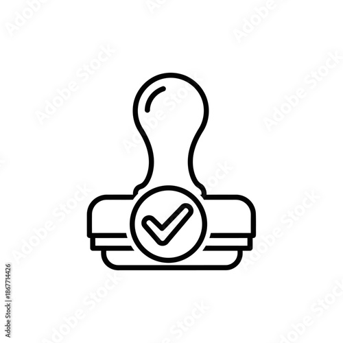 Digital Stamp Icon with Checkmark for Certification or Approval