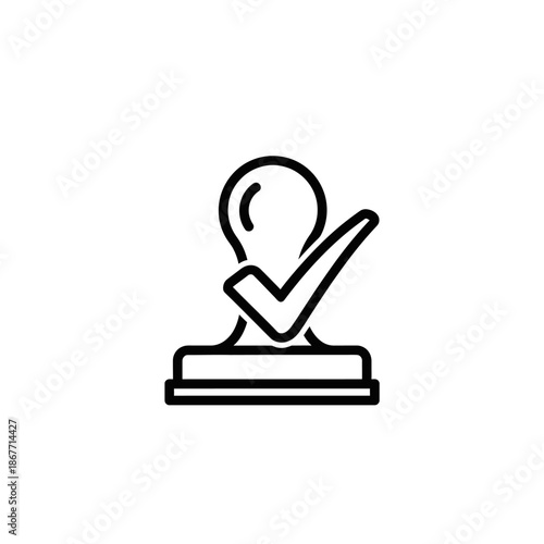 Creative Light Bulb with Check Mark Icon for Innovation and Ideas