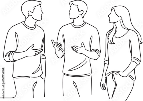 line drawing of people talking to each other